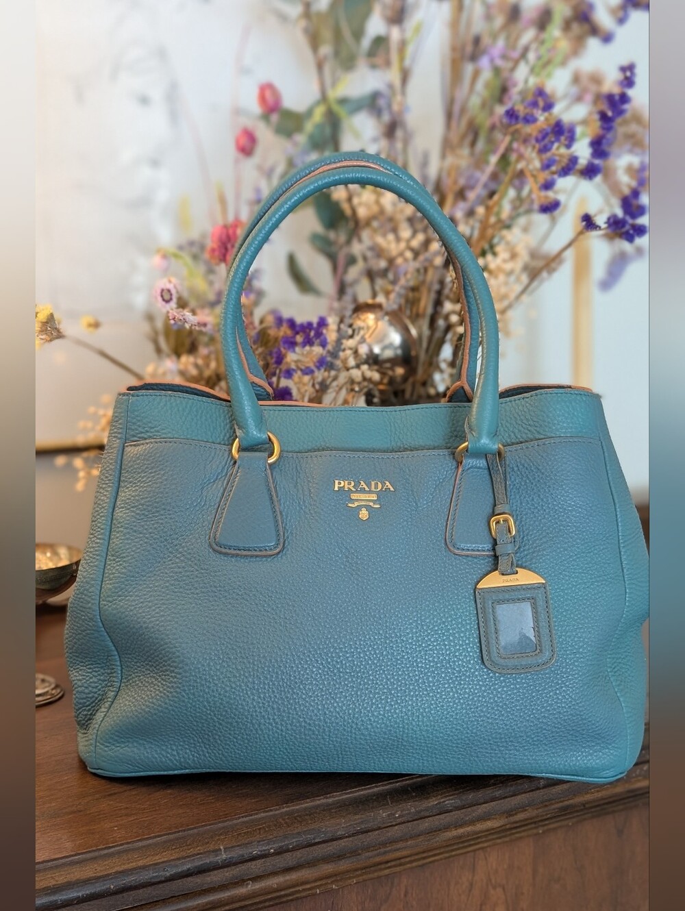 Prada Vitello Daino Marine Tote Bag